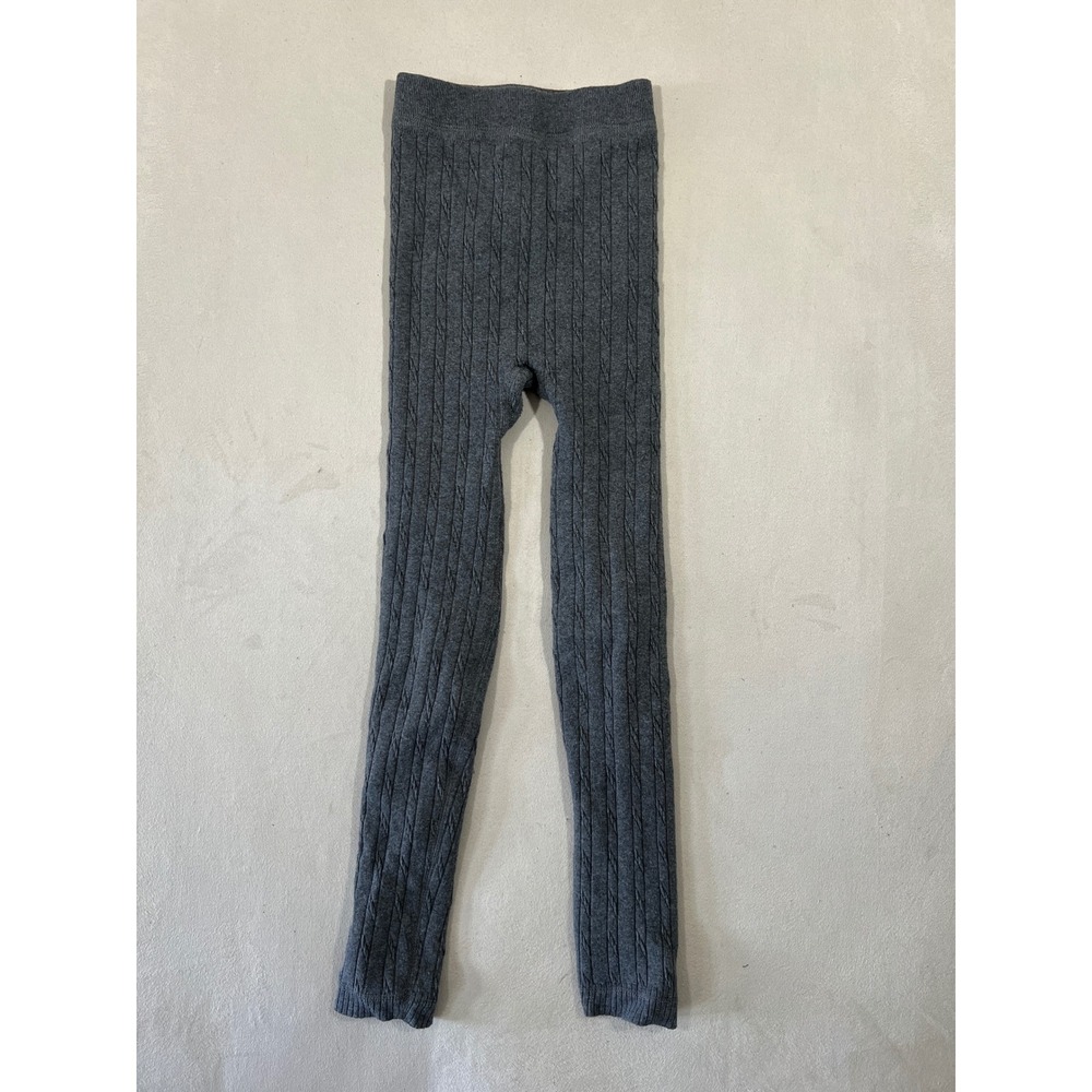 Girls Gray Cable Knit Fleece Lined Leggings Size 5/6 Warm Winter Pants